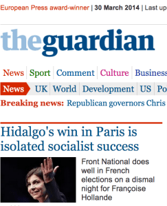 Guardian headline mentioning "Françoise Hollande"